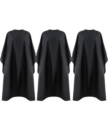 Black Waterproof Hair Salon Cape 59x47 Inch Pack of 3 - Professional Barber Cape with Metal Snap Closure for Adults - Water Resistant Hairdressing Cape - Buy Online on GoSupps.com