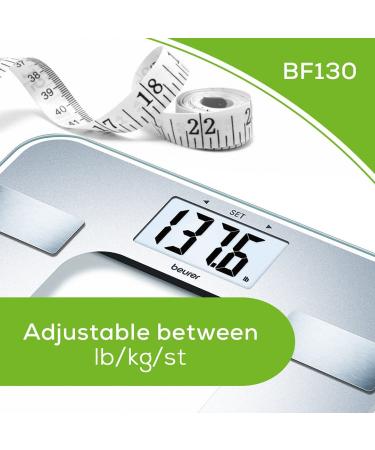 Beurer BF130 Body Fat Analyzer BMI Digital Bathroom Scale - Multi-User Recognition, XL Display, Silver - Buy Online on GoSupps.com