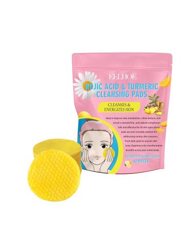 40 PC Turmeric Kojic Acid Cleansing Pads | Natural Gentle Non-Irritating Face Treatment for Dark Spots - Buy Online on GoSupps.com