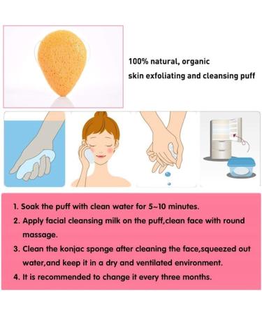 4 Pieces Konjac Facial Sponge Face Exfoliation Cleaning Sponge Natural Exfoliating Puff Scrub for Makeup Removal and Gentle Deep Pore Cleansing - Buy Online on GoSupps.com