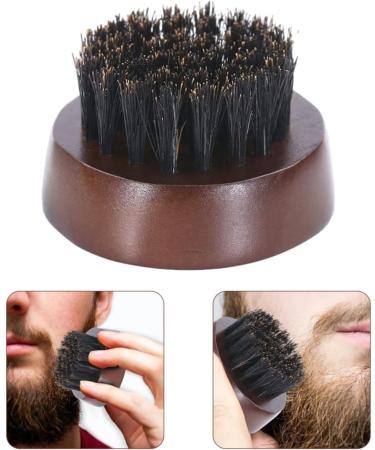 Boar Bristle Beard Brush with Wooden Handle | Round Beard Brush for Men | Dark Brown - Buy Online on GoSupps.com