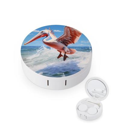 Pelican Bird Wild Wildlife Contact Lens Travel Kit Portable Cute Contact Box with Mirror for Daily Outdoor