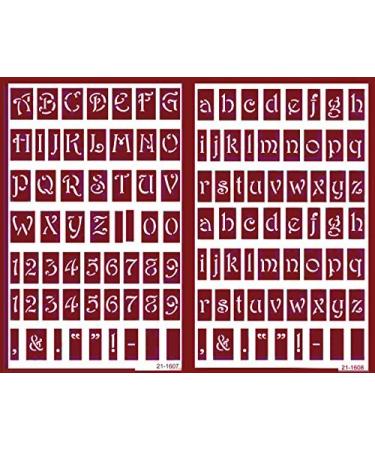 Over 'n' Over Reusable Self-Stick Etching Stencil for Glass or Stamping | Bundle of 2 Items | Lowercase Alphabet and Capital Letters with Numerals