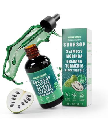 Soursop Bitters Liquid Drops 10In1 With Sea Moss Moringa Turmeric Black Cumin Oil Ashwagandha Vegan 59 ml 1 pcs