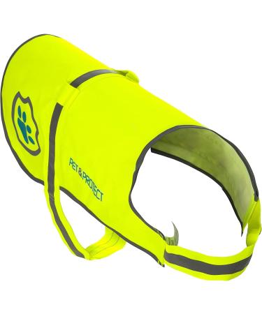 High Visibility Reflective Dog Coat - Neon Yellow Vest for Small to Large Breeds | Ideal for Walking Jogging & Training (7.3 - 59 kg) - Buy Online on GoSupps.com