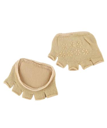 1 Pair Toe Cover High Heels Forefoot Socks Ball of Foot Cushions Heelless Socks Metatarsal Sleeve Pads Forefoot Pads Toe Cover Liners Toe Topper Liner Socks Half Toe Socks Women's Khaki Size 1