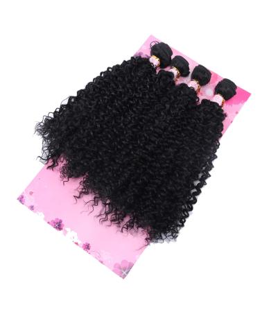 FRELYN Kinky Curly Synthetic Hair Bundles - Black Color 18 18 20 20 Inches - Heat Resistant Fiber - Soft as Human Hair - 4 Pieces - Buy Online on GoSupps.com