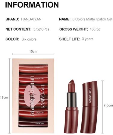  Beliky Girl 6 Colors Matte Lipstick Set Velvety Curved Lipstick Long Lasting Waterproof Non-Sticky Tumbler Sexy Nude Lipstick Makeup Set - Buy Online on GoSupps.com