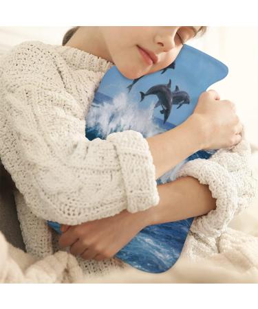 Delphine Hot Water Bottle with Fluffy Cover | 2L Ocean Dolphin Design for Cozy Nights & Pain Relief | Perfect for Kids & Adults - Buy Online on GoSupps.com