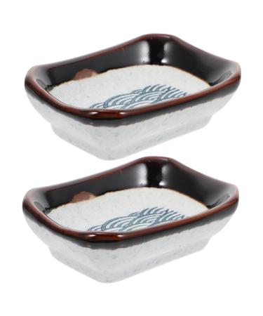 Milisten 2pcs Sea Ripple Seasoning Dish Japanese Dish Plate Dry Seasoning Dishes Small Mini Snacks Wasabi Dish Motorcycle Flag Pole Sushi Dipping Spice Dish Tableware Dipping Dish Ceramics