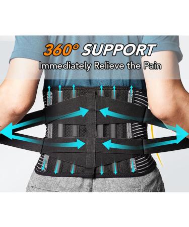 Back Support Brace for Men & Women - Breathable Lumbar Support Belt for Sciatica Herniated Disc & Scoliosis Relief | Adjustable Straps & 7 Stays - Buy Online on GoSupps.com