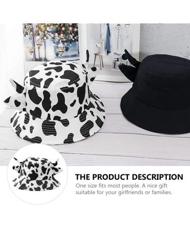 SOIMISS Cow Bucket Hat Reversible Fisherman-Cap with Cute Horn Ears Cotton Summer Sun Cap Hat for Women Teen Girl - Buy Online on GoSupps.com
