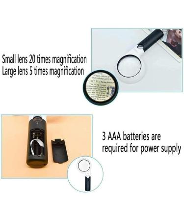 Portable Magnifier Handheld 11 LED Lights 5X 20X Double Lens High Magnification Identification Antiques Elderly Reading Newspaper Full of Stars - Buy Online on GoSupps.com