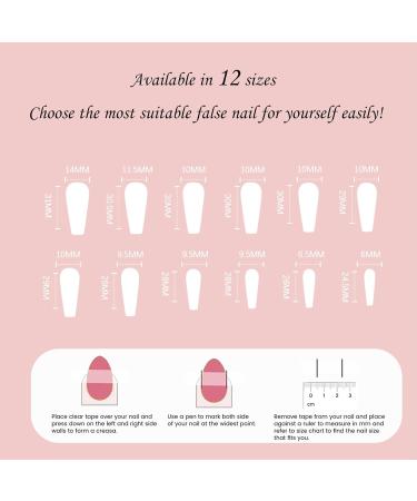 Maggidea Long Acrylic Stick on Nails - 24pcs Coffin Shaped Ballet French Design Fake Nails for Women/Girls - Butterfly Nail Tips - Buy Online on GoSupps.com