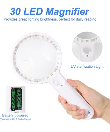 Buy 5x 13x 20x Handheld Magnifying Glass with LED Light - Ideal for Seniors Children & Hobbies | International Shipping Available - Buy Online on GoSupps.com