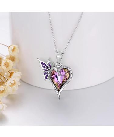 Oralgo's Handmade Minimalist Vintage Necklace - Collarbone Chain with Butterfly Crystal & Heart - Perfect Gift for Jewelry Collectors - Buy Online on GoSupps.com