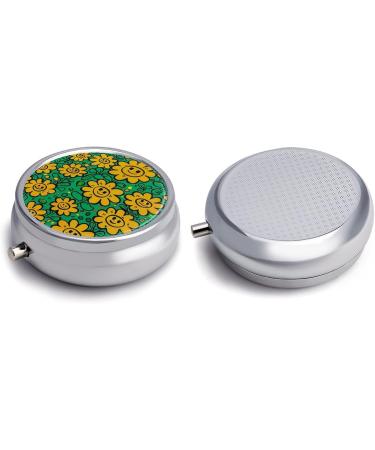 Travel Pill Box 3 Compartment Yellow Smiley Flowers Portable Pill Organizer for Purse & Pocket - Buy Online on GoSupps.com