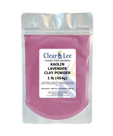 Kaolin Lavender Clay Cosmetic Grade Powder - 100% Pure Natural Powder - Great For Skin Detox Rejuvenation and More - Heal Damaged Skin - DIY Clay Face Mask (1 lb)