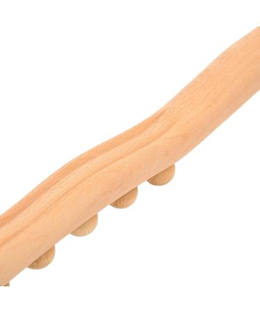 Beech Wood 60cm Massage Roller with Wavy Handle & 10 Points for Back and Whole Body Relaxation | International Shipping Available - Buy Online on GoSupps.com