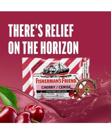 Fisherman s Friend Sugar Free Cherry | For Temporary Relief of Cough Sore Throat & Nasal Congestion | No Sugar | Halal Vegan Kosher & Gluten Free | 8 Packs of 22 Lozenges (176 Total Count) - Buy Online on GoSupps.com