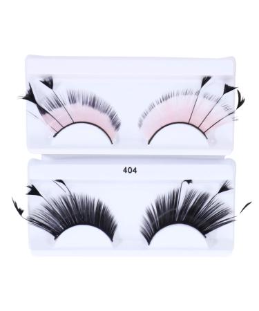 Lurrose Feather False Eyelashes - 2 Pairs Synthetic Extensions for Halloween & Parties - Buy Online on GoSupps.com