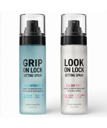 Hard Cand y Grip On Lock & Look On Lock Makeup Setting Spray Set Hydrating Dewy & Natural Finish Alcohol-Free Sweat & Water Resistant 16-Hour Hold 3.4 fl oz (Pack of 2)