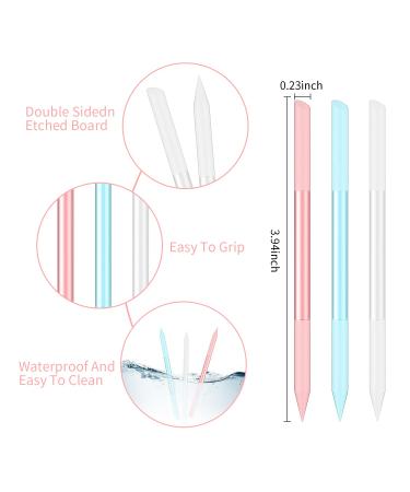 3 Pcs Glass Cuticle Pusher Nail File Set - Double Sided Crystal Glass with Grit - Cuticle Care Tool for Women Girls in Nail Salons and Homes (Pink Blue Transparent) - Buy Online on GoSupps.com
