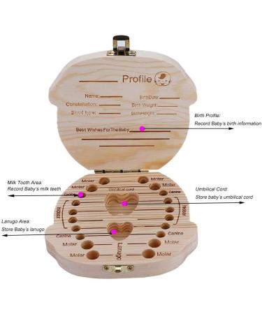 Dewin Baby Milk Teeth Organizer - Color Version Wooden Tooth Box for Children - Souvenir Storage (English Boy) - Buy Online on GoSupps.com