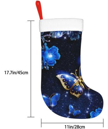 Shop Ffexs Blue Butterfly Velvet Christmas Socks - Perfect Holiday Gifts | One Size - Buy Online on GoSupps.com