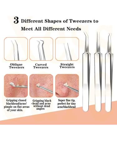 Xesscare 16-Piece Pimple Popper Tool Kit | Blackhead & Acne Removal Set with Metal Case | Professional Whitehead Tweezers | Facial Nose & Forehead Extraction Tools (Silver-1) - Buy Online on GoSupps.com