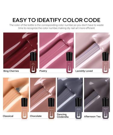 Modelones Gel Nail Polish Set - 7 Colors Nude Pink Brown Gray Kit | Salon-Quality Soak Off Polish with LED Lamp | Classic Modern Manicure Gift Kit - Buy Online on GoSupps.com