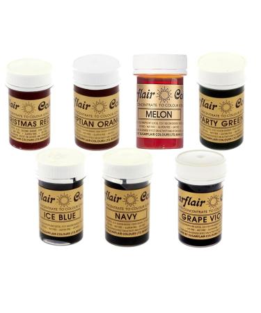 Sugarflair Rainbow 7 Colour Set -Spectral Paste Food Colour Selection by Art of Cake (Set of 7 Colours
