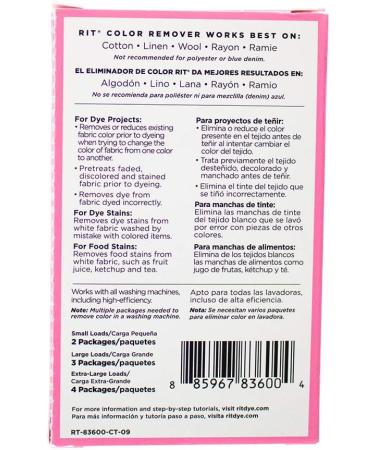Rit Dye Powder Color & Rust Remover - Ideal for Crafting DIY on Fabric, Cotton, Nylon - Chlorine Free - Buy Online on GoSupps.com
