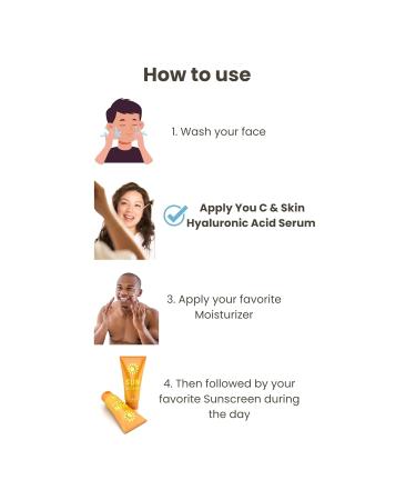 You C & Skin Hyaluronic Acid Serum 1.7 fl oz Hydrating Face & Neck Serum for Men & Women Moisturizes and Strengthens Skin Barrier Lightweight Non-Greasy Facial Serum with geniune Snail Mucin - Buy Online on GoSupps.com