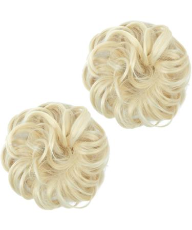 SARLA 2PCS Messy Hair Bun Hair Piece Small Scrunchies Synthetic Bun Hairpieces (Beach Blonde) - Updo Hair Extensions for Women and Girls - Buy Online on GoSupps.com