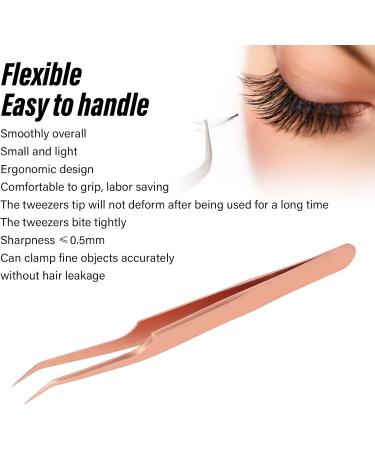 Eyelash Tweezers Ergonomic Rose Gold Stainless Steel False Eyelashes Extension Tweezers Lash Applicator Tool False Lashes Clusters Tweezers Curved DIY Eyelash Applicator Oblique Tweezer - Buy Online on GoSupps.com