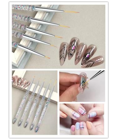 SQULIGT 5Pcs Nail Art Liner Brushes Set - Thin Nail Gel Polish Painting Drawing Pen (7/9/11/15/18mm) - Buy Online on GoSupps.com