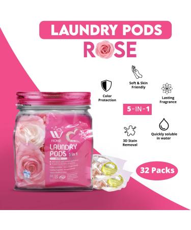 5-in-1 Laundry Pods 96 Count: Ultra Concentrate HE Detergent Pods with Stain Lifter Technology & Fabric Softener - Rose Extracts - Pack of 3 - Buy Online on GoSupps.com