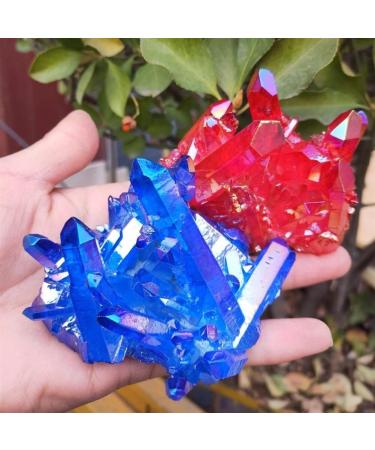 2pcs Crystal Cluster Natural Aura Angel Quartz Cluster Blue and red Gem Specimen s - Buy Online on GoSupps.com