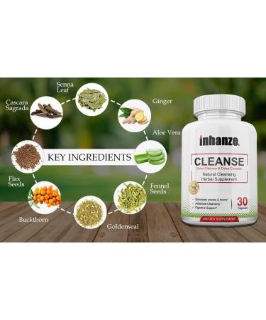 Inhanze Colon Cleanse & Detox - Fast-Acting Gut Cleanser for Men & Women - Flush Waste & Toxins - 3 to 15-Day Body Cleanser with Probiotic - Buy Online on GoSupps.com