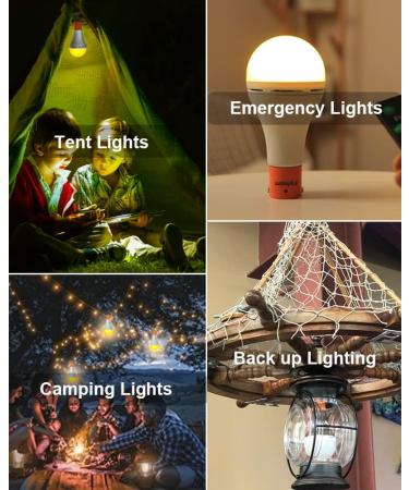FLYHOOM Rechargeable Emergency Light Bulb with Remote - Portable LED Camping Light Bulb for Camping, Hiking, Car - 5 Modes, 280LM, 6-18h Battery Life - White & Yellow Light, 2 Pack - Buy Online on GoSupps.com