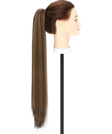S-noilite Clip-in Ponytail Extension Synthetic Curly Wavy Hairpiece 26 Inch - Dark Brown & Coffee Brown - Buy Online on GoSupps.com