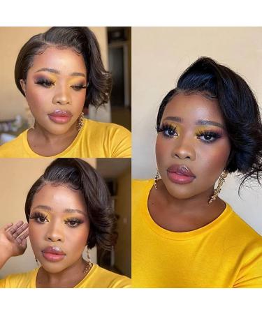 AFOLA Pixie Cut Human Hair Wig for Black Women - Bob Lace Front T Part Wig 6 Inch Straight Pixie - Glueless and Natural Looking - Buy Online on GoSupps.com