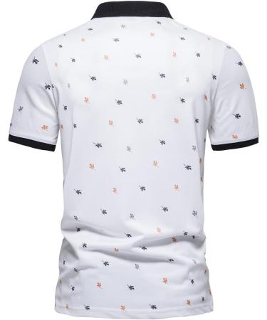 Men's Fashion Spring Summer Casual Short Sleeve Zipper T-Shirt - White Printed Blouse for Every Occasion - Buy Online on GoSupps.com