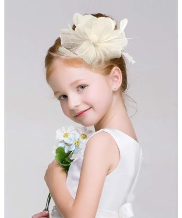 Z&X Ladies Fascinator - Elegant Wedding Derby Hat with Feather & Flower - Sinamay Pillbox Cocktail Tea Party Headband - One Size A-Beige - Buy Online on GoSupps.com