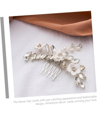 DOITOOL Floral Hair Comb Wedding Bride Hair Comb Bride Hair Accessories Flower Hair Comb Hair Accessories for Wedding Rhinestone Hair Accessories Hair Side Comb Manual Miss Veil - Buy Online on GoSupps.com