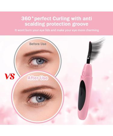 Valentine's Day Gift for Her - 3D Heated Eyelash Curler with USB Charging Intelligent Temperature Display & Three Speed Heating - Long Lasting Pink - Buy Online on GoSupps.com