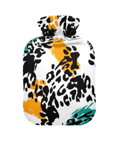 Hot Water Bottles with Cover Leopard Print Animal Hot Water Bag for Pain Relief Hot Cold Compress Hot Pack 2 Liter