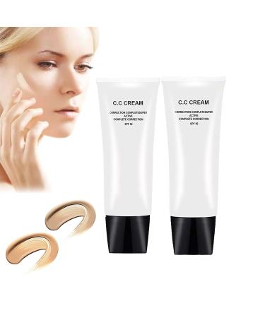 Skin Tone Adjusting CC Cream SPF 50, Color Correcting Self Adjusting for Mature Skin, Skin Concealer Brightening Skin Tone. (2PCS Mix)