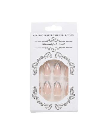 Brishow French Short Press-On Nails | Pink Glitter Ballerina Acrylic Full Cover - 24 pc for Women & Girls - Buy Online on GoSupps.com